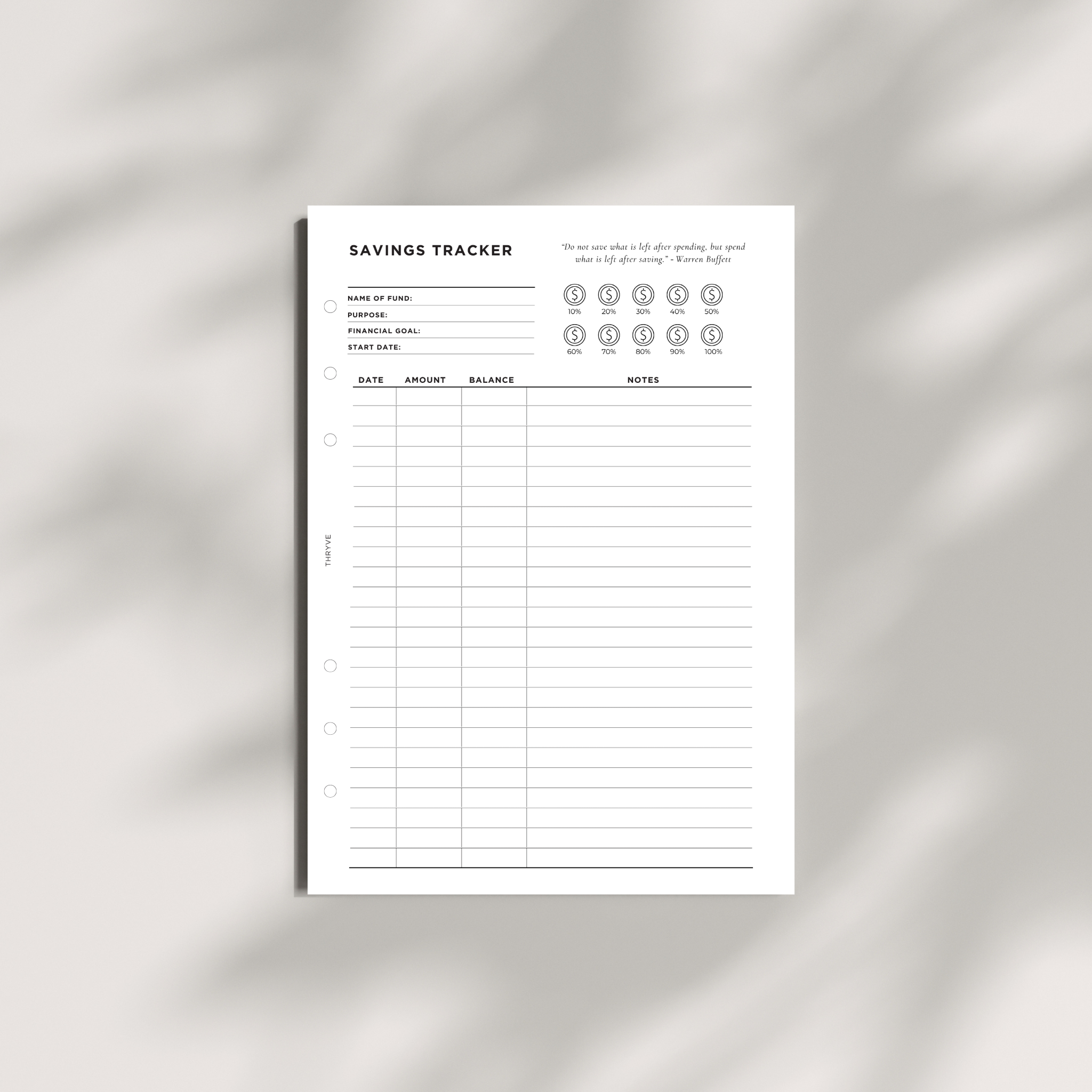 The Financial Flow Collection Planner Inserts